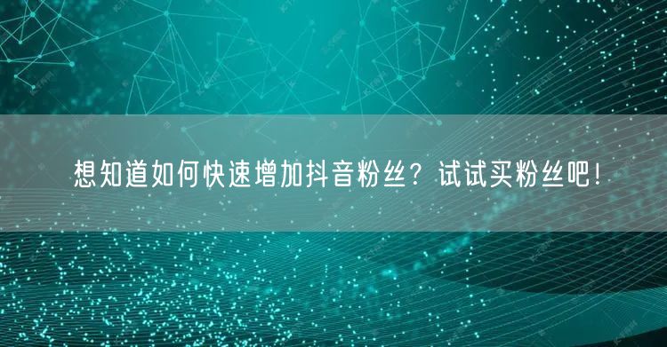 想知道如何快速增加抖音粉丝?试试买粉丝吧!