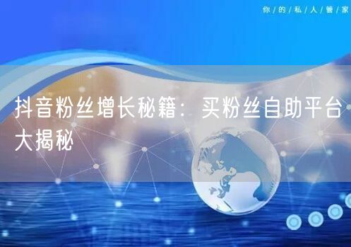 抖音粉丝增长秘籍:买粉丝自助平台大揭秘