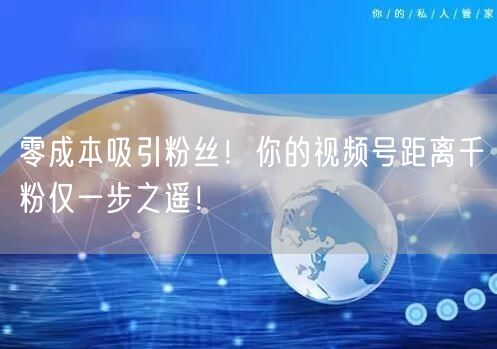 零成本吸引粉丝！你的视频号距离千粉仅一步之遥！