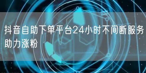 抖音自助下单平台24小时不间断服务助力涨粉