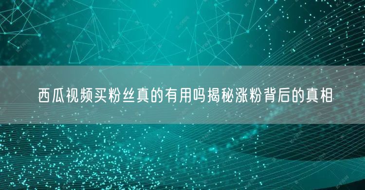 西瓜视频买粉丝真的有用吗揭秘涨粉背后的真相
