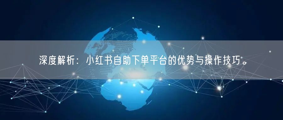 深度解析：小红书自助下单平台的优势与操作技巧。