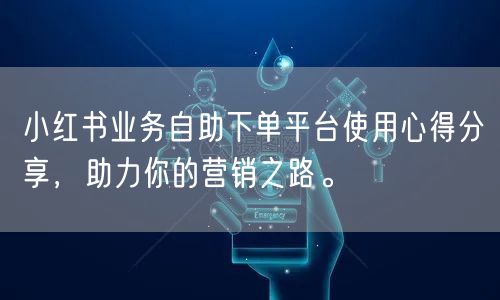 小红书业务自助下单平台使用心得分享，助力你的营销之路。