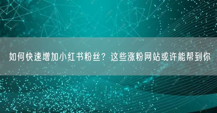 如何快速增加小红书粉丝？这些涨粉网站或许能帮到你