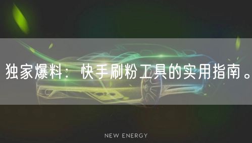 独家爆料：快手刷粉工具的实用指南。
