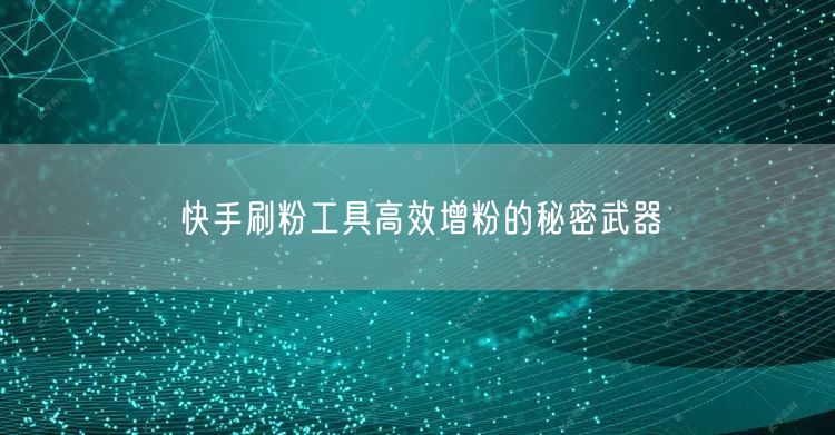 快手刷粉工具高效增粉的秘密武器