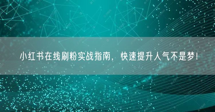 小红书在线刷粉实战指南，快速提升人气不是梦！