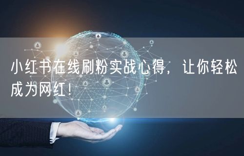 小红书在线刷粉实战心得，让你轻松成为网红！