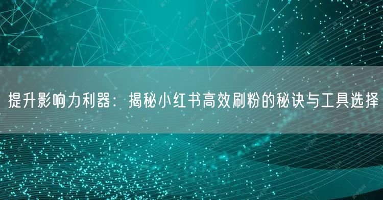 提升影响力利器：揭秘小红书高效刷粉的秘诀与工具选择