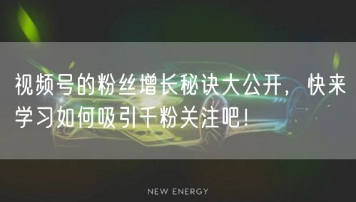 视频号的粉丝增长秘诀大公开,快来学习如何吸引千粉关注吧!
