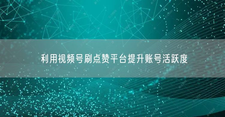 利用视频号刷点赞平台提升账号活跃度