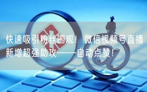 快速吸引粉丝围观!微信视频号直播新增超强助攻——自动点赞!
